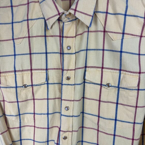 Walls Authentic Ranch Wear Shirt Mens XL Plaid Long Sleeve Button Pearl Snap - Picture 8 of 15